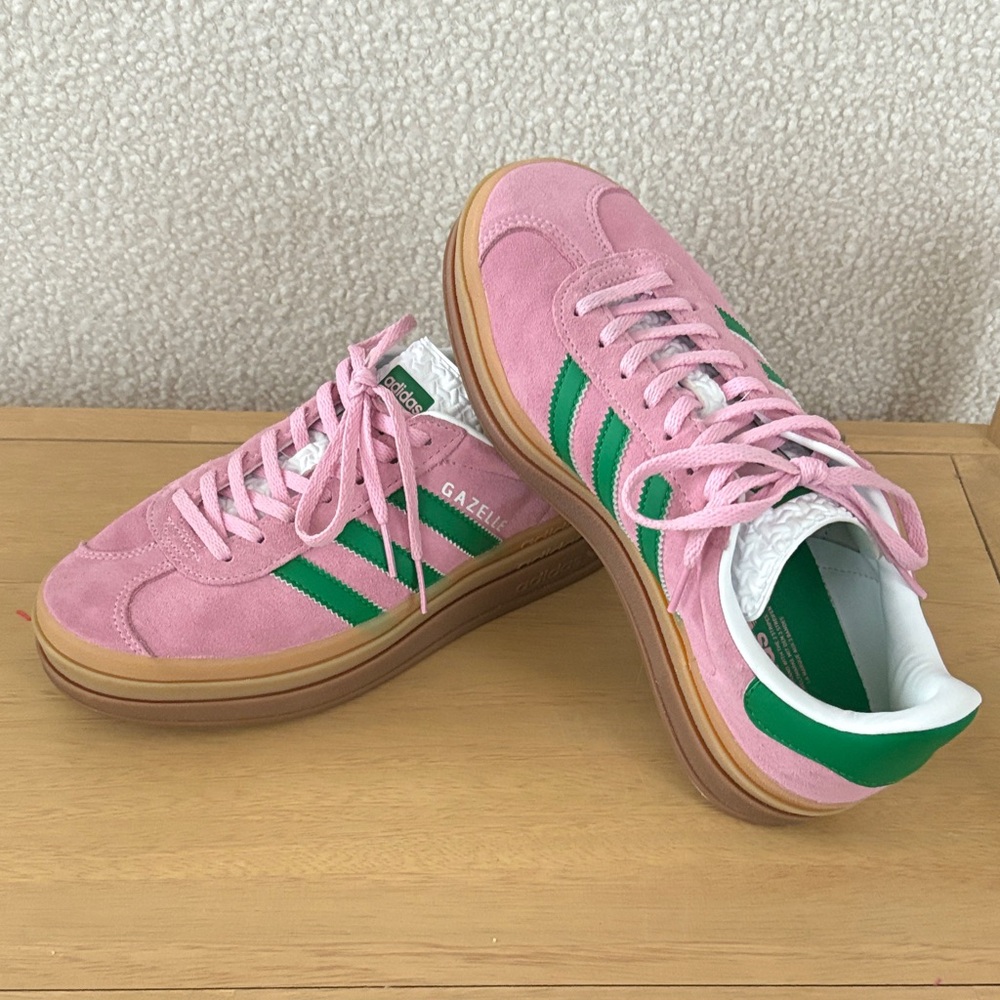 Adidas Gazelle Pink with Green Stripes